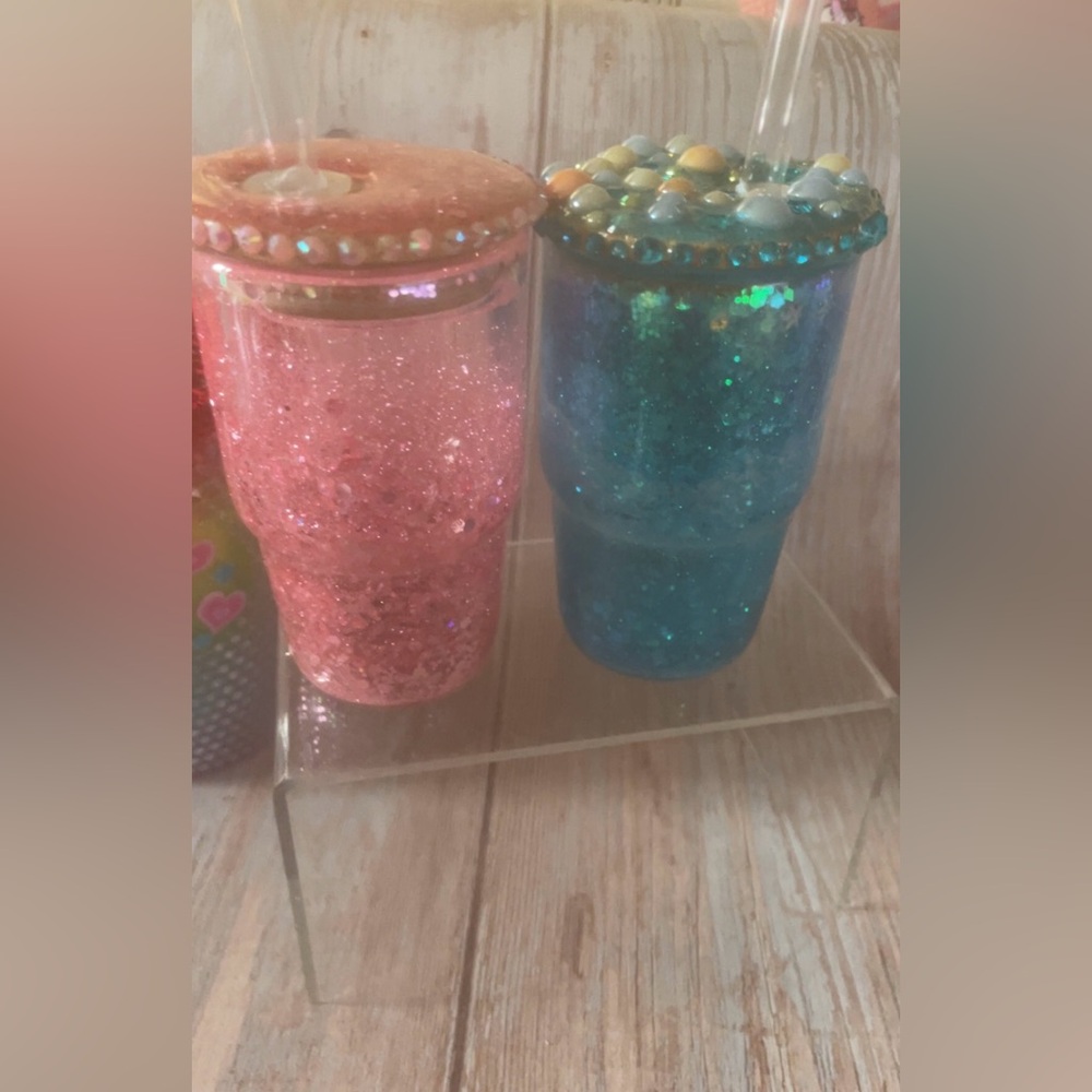 3oz glitter globe mini cups/shot glasses, NEW